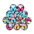Cabochons ronds en verre aux motifs de papillons colorés pour création bijoux - 10mm (ai-20 pièces/paquet) / Style Verre Papillon