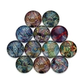 Lot de 12 cabochons ronds en verre aux motifs géométriques colorés pour création de bijoux - 10mm (ai-20 pièces/paquet) / Style Ethnique Mixte