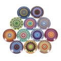 Set aus 12 lebendigen Mandala-Glascabochons mit glatten, abgerundeten Kuppelflächen - 20 Stück/Packung (12mm) / Boho