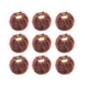 Set van negen donkerbruine imitatiebont pompon hangers met gouden metalen ringen voor DIY sieraden - Klein (ai-Stijl 1) / koffiekleur