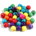 Colorful large hole maple wood beads in various colors for DIY jewelry making - Barrel Beads / 16X17mm (50 Pieces) / Colorful