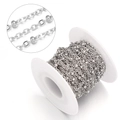 Detail of silver satellite chain roll with small metal beads on white plastic spool - Bead Chain / 2mm Width (3mm Bead) / Steel