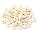 Macro view of cream-colored abacus wooden spacer beads with a smooth polished finish - Abacus Beads / 3x6mm (500 Pieces) / Off White