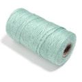 Roll of 2mm 3-strand mint green natural jute twine on paper core for DIY decor - Mint Green