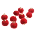 Rode nepbonte pompons met gouden metalen kapjes voor DIY-oorbellen en sieraden maken - Rood