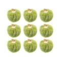 Set van 9 grasgroene imitatiebont pompon bedeltjes met gouden metalen lussen voor DIY sieraden - Groen
