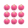 Negen felroze pompons van imitatiebont met gouden lussen voor DIY-sieraden en oorbellen - Rozerood