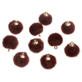Donkerrode imitatiebont pompon bedeltjes met gouden metalen kapjes voor DIY sieraden - Bordeauxrood