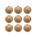 Set van negen kamelkleurige kunstbont pompons met gouden lussen voor DIY-sieraden - Khaki