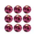Roze luipaardprint imitatiebont pompoms met gouden lussen voor DIY sieraden maken - Luipaardprint Rozerood