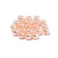 Polished champagne peach round ABS imitation pearls with holes for DIY jewelry making - Light Pink
