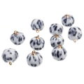 DIY oorbellen luipaardprint imitatiebont pompon hangers met gouden metalen ring voor sieraden - Luipaard Zwart Wit