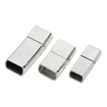 Brushed silver stainless steel magnetic clasps for leather cords in three sizes - Steel-Extra Long