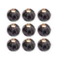 Negen delige set van luipaardprint imitatiebont pompons met gouden metalen lussen voor DIY - Luipaard Donkergrijs