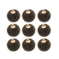 Donkerbruine faux bont pompon bedeltjes met gouden haken voor DIY sieraden oorbellen - donkergrijs