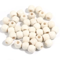 Natural cream maple wood beads with large holes for DIY handmade jewelry crafts - Barrel Beads / 16X17mm (50 Pieces) / Beige
