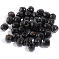 Polished black wooden spacer beads with central holes for DIY jewelry making - Barrel Beads / 16X17mm (50 Pieces) / Black