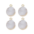Set of four teardrop resin druzy pendants with gold-plated edges for DIY jewelry making - Outer Diameter 13.5mm / 5 Pieces / White