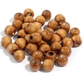 Brown polished wooden abacus beads with natural grain for DIY bracelet making - Barrel Beads / 16X17mm (50 Pieces) / Light Coffee