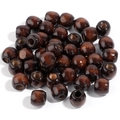 Dark brown barrel-shaped wooden beads with natural grain for DIY jewelry making - Barrel Beads / 16X17mm (50 Pieces) / Dark Coffee