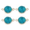 Detailansicht der seeblauen Harz-Druzy-Verbinder mit goldener Fassung für DIY - Außendurchmesser 13.5mm / See Blau