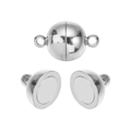 Polished silver spherical magnetic clasps for DIY jewelry necklace and bracelet making - White K/Silver