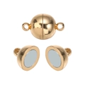 Spherical magnetic jewelry clasp in gold finish with dual loops for DIY necklace making - KC Gold