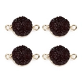 Set of 4 round purple druzy resin connectors with gold plated edges for DIY jewelry - Outer Diameter 13.5mm / Dark Red