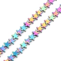 Rainbow star-shaped hematite beads with metallic iridescent coating for DIY jewelry making - Colorful