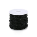 Detail showing high-gloss black plated flat cross chain on a white spool for DIY jewelry - 2x3mm Wire Dia 0.6mm (10 Yards) / Black