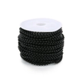 Close-up of black beaded ball chain neatly wound on a white plastic spool for DIY jewelry - 1.5mm / Black