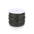 Macro view of gunmetal gray iron flat cross chain roll for DIY jewelry making - 2x3mm Wire Dia 0.6mm (10 Yards) / Gun Black