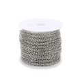 Roll of 2mm silver flat round O-chain for DIY jewelry making necklaces and bracelets - White K/Silver