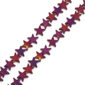 Star-shaped hematite beads with purple bronze gradient metallic finish for jewelry making - Purple