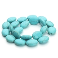 Platte ovale turquoise kralen in hemelsblauw met bruine aders voor DIY-armbanden - Ovaal / 19x15mm / Blauw