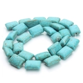 Platte rechthoekige turquoise kralen met bruine nerven voor DIY-sieraden maken - Xylitol vorm / 10*14mm / Blauw