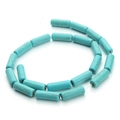 DIY turquoise cilindrische kralen met bruine aders voor het maken van sieraden - Buisvormig / 0,6x1,8cm / Blauw