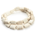 Rechthoekige howliet turkoois kralen ketting met bruine marmeren textuur voor DIY - Xylitol vorm / 10*14mm / Wit