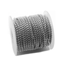 Silver 304 stainless steel box chain for DIY jewelry making on white spool - 2mm Width / Steel
