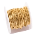 Golden 304 stainless steel ball bead chain for DIY jewelry making on a white spool - 2mm Width / Gold