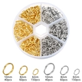 DIY jewelry kit with gold and silver split rings in a 6-compartment organizer box - Silver + Gold