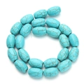 Gepolijste blauwe turquoise cilinder kralen met bruine matrix voor DIY sieraden - Grote cilinder / 1.6cm*1.1cm / Blauw