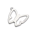 Polished silver butterfly feather pendant in stainless steel with hollow design - Hollow Butterfly Outline Shape (F3475)