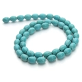 Ovalen turquoise kralen in blauwe kleur met donkere textuur voor doe-het-zelf sieraden - Bolvormig / 6*8mm / Blauw