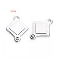 Set mit zwei silberfarbenen geometrischen Quadrat-Anhängern aus Edelstahl für DIY-Schmuck - Doppelschichtige Quadratische Überlappung (F3534)
