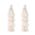 Dettaglio di nappine bianche a quattro strati per gioielli fai-da-te e accessori artigianali - Nappa a 4 Strati Circa 8cm / Bianco avorio