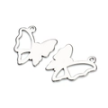 Hohlform Schmetterlingsanhänger aus Edelstahl in Silber mit Hochglanz für DIY Schmuckbau - Schmetterling Hohles Liniendesign (F3529)