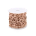 Bulk rose gold 2mm flat oval link chain on white spool for DIY jewelry making - Rose Gold