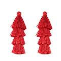 Detailansicht der leuchtend roten vierlagigen Quasten für DIY-Schmuck und Accessoires - 4er Pack (ca. 80mm) / Rot