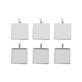 Set of six silver stainless steel square pendant trays and flat blanks for DIY jewelry - 2 Pieces/Pack (Inner Diameter 30mm) / Square Steel Silver